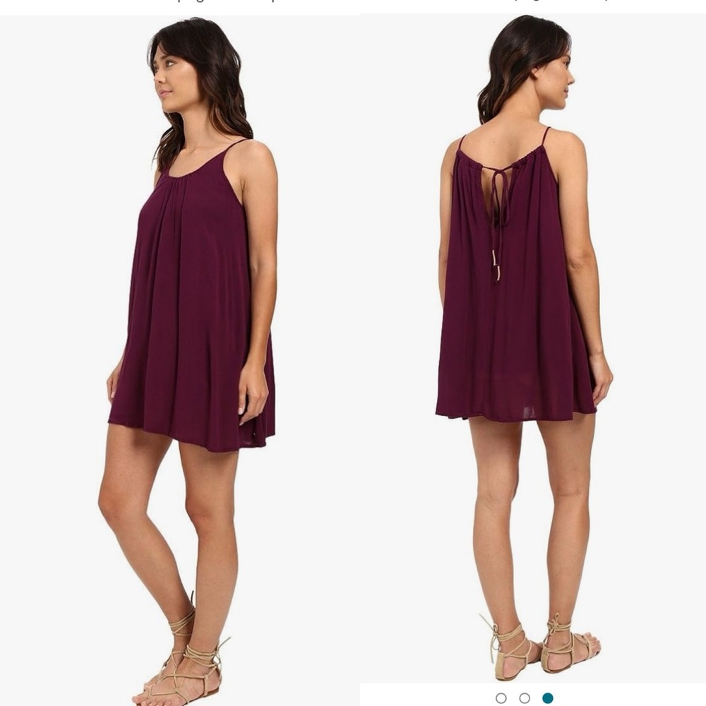 New Roxy Maroon Purple Swing Dress Casual Beach Large